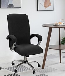 voordelige -waterdichte hoes voor computerbureaustoel stretch draaibare gamingstoel hoes elastisch maïsvlies zwart effen kleur zacht duurzaam wasbaar