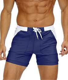 billiga -Herr Badkläder Badshorts Simkort Snörning Elastisk midja Färgblock Andningsfunktion Mjuk Utomhus Ledigt Dagligen Hawaiisk Stylish Svart Rubinrött Microelastisk