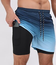 cheap -Men's Board Shorts Swim Shorts Swim Trunks Drawstring With Compression Liner Gradient Graphic Prints Quick Dry Surfing Casual Holiday Hawaiian Boho 1 5