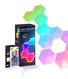 cheap -RGBIC Smart Light Board Hexagon Lamp Indoor Atmosphere Wall Lamp Voice Control APP Night Light Game Room Bedroom Decoration