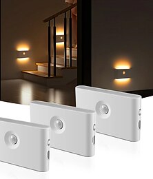 ieftine -lumina de noapte cu senzor de mișcare pir, led reîncărcabil cu usb, lumină de noapte cu detecție a corpului uman, lampă de perete cu control inteligent al luminii pentru dulap de perete pentru cameră,