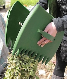 levne -2ks žluté velké zahradní a dvorní lopatky listí, plastová lopatka trávy, ruční hrábě na listí, sběrač listí na zahradní odpad skvělý nástroj