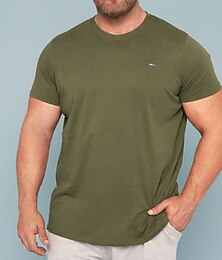 preiswerte -Herren Übergröße Groß Hoch T Shirt Tee Rundhalsausschnitt Grün Kurze Ärmel Outdoor Ausgehen Glatt Bekleidung Baumwollmischung Strassenmode Stilvoll Brautkleider schlicht