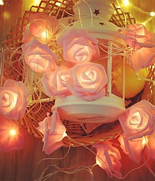 billige -rose lysstreng blomst dekorativt lys 5m 20led 9-farger valgfri simulering utendørs vanntett strømforsyning 8-modus minnekontroll hage dekorativt lys feststemning lys eu us 1 sett