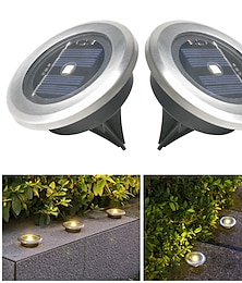 abordables -4/8 Uds. Luz de disco led para exteriores, luz solar subterránea para jardín, foco de luz para cubierta, lámpara led solar enterrada, decoración de jardín