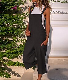 abordables -Mujer Normal En general Ropa de calle Color sólido Con Correa Escote en U Bolsillo Vacaciones Diario Ajuste regular Negro Vino Verde Ejército Verano