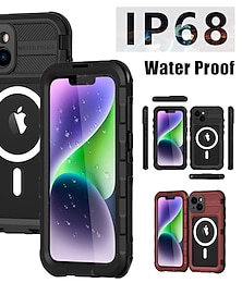 halpa -puhelin Etui Käyttötarkoitus iPhone 16 15 14 Pro Max Plus iPhone 13 Pro Max Heavy Duty Vedenkestävä kotelo Magsafen kanssa Koko vartalon suoja Tukee langatonta latausta rannehihnalla Alumiiniseos PC