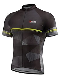 お買い得  -男性用 サイクリングジャージー 幾何学的な 文字＆番号 半袖 バイク ジャージー トップス 3つのリアポケット付き マウンテンサイクリング ロードバイク 速乾性 反射性ストリップ 後ポケット 吸汗性 スポーツ ダークグレー レッド ブルー 衣類