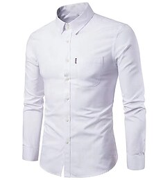 billige -kjoleskjorte herre med normal passform langermet turndown ensfarget bomullsblanding havblå svart hvit 2024