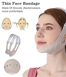 Недорогие -Силиконовая повязка v-образной формы, подтяжка лица, маска для похудения, пояс против морщин, уменьшение двойного подбородка, v-образный ремешок для подбородка