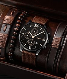 economico -orologio al quarzo da uomo 4 pezzi / set per orologi sportivi da uomo in lega di nylon cronografo retrò elegante al quarzo analogico