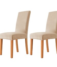 abordables -Lot de 2 housses de chaise de salle à manger en velours bordeaux, housse de siège de chaise extensible en élasthanne avec protection de fond élastique pour salle à manger, cérémonie de mariage,