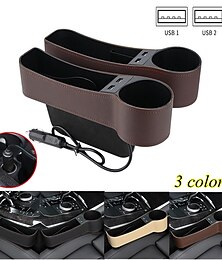 abordables -Organisateur de boîte de siège de voiture console de voiture poche latérale boîte à monnaie et 2 hub de charge usb pour téléphones portables