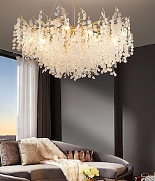 cheap -Crystal Chandelier 6 lamps 23.5 in/ 8 lamps 31.2 in Modern Gold Chandelier Lighting Branches Restaurant Raindrop Chandelier Hanging Lamps AC110V AC220V