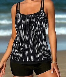 cheap -Women's Swimwear Tankini 2 Piece Normal Swimsuit 2 Piece Printing Polka Dot Beach Wear Summer Bathing Suits