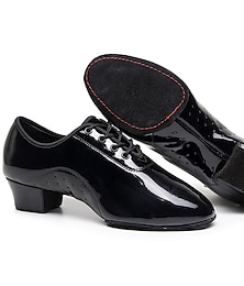 Χαμηλού Κόστους -sunlisa ανδρικά λάτιν παπούτσια μοντέρνα παπούτσια χορού παπούτσια χορού χορού χορού χορού χορού με σπαστό πάτο δερμάτινη σόλα χοντρό τακούνι κλειστή με κορδόνια για ενήλικες μαύρο