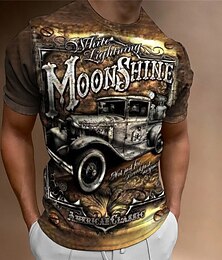 halpa -Miesten Kuvitettu Auto T-paita Lyhythihainen T-paita 3D-tulostus Tiukka pyöreä kaula-aukko Paita Vintage Muoti Suunnittelija ulko- Päivittäin Urheilu Sininen Ruskea Apila Kevät kesä Vaatetus S M L XL