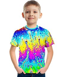 halpa -sateenkaaren värikäs monivärinen lasten lyhythihainen t-paita muoti 3D-painetut värikkäät paidat pojille ja tytöille