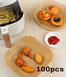ieftine -100 buc friteuză cu aer de unică folosință hârtie pergament căptușeală pătrată rotundă de hârtie rezistentă la ulei covoraș antiaderent accesorii pentru friteură