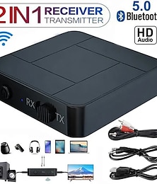 billige -2 in 1 Wireless Bluetooth 5.0 Transmitter Receiver Portable Stereo Audio Music Receiver Adapter 3.5mm AUX Jack for Home TV Computer Speaker