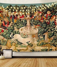 voordelige -eenhoorn middeleeuws hangend wandtapijt muurkunst groot wandtapijt muurschildering decor foto achtergrond deken gordijn huis slaapkamer woonkamer decoratie