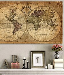 economico -mappa del mondo retrò vecchia arte pittura su tela immagini per soggiorno poster wall art decorazione della casa