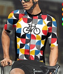cheap -21Grams Men's Cycling Jersey Short Sleeve Bike Top with 3 Rear Pockets Mountain Bike MTB Road Bike Cycling Breathable Moisture Wicking Quick Dry Reflective Strips Yellow Red Blue Graphic Polyester
