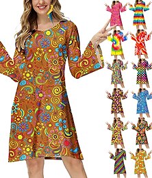 preiswerte -Hippie Retro Vintage 1970er Disko Kleid Damen Kostüm Jahrgang Cosplay Party & Abend Langarm Kleid Maskerade Schlager Outfit