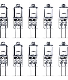 economico -lampadina alogena bajcr g4 20w, confezione da 10 lampadine g4 dimmerabili per luce puck sottopensile, lampadari, illuminazione a binario, ac/dc 12 volt, base g4 bi-pin tipo t3 jc, bianco caldo 2800k