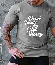 Недорогие -Муж. Большие размеры Футболка Большой и высокий Буквы "Круглый вырез ""под горло""" С принтом Короткие рукава Уличный стиль Стиль На каждый день Топы на открытом воздухе На выход Верхушки