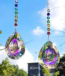 billiga -1st kristall suncatcher färgglad kristall hänge ljuskrona regnbåge skapa hängande prydnad vägghängande träd fönster prisma prydnad för rum hemmakontor trädgård dekor