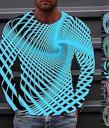 cheap -Men's T shirt Tee Optical Illusion Graphic Prints Crew Neck A B C D E 3D Print Outdoor Street Long Sleeve Print Clothing Apparel Sports Designer Basic Casual