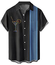 economico -Per uomo Dipinto Camicia Camicia con bottoni Magliette da bowling Camicia da bowling vintage Manica corta Camicia Collo ripiegabile Esterno Informale Nero Rosso Blu Plus Size Abbigliamento Moderno