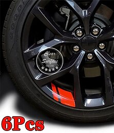 baratos -6 pçs adesivos de vinil de aro de roda de carro universal refletivo marca de hash listra cubo de roda de corrida decalques decoração de roda