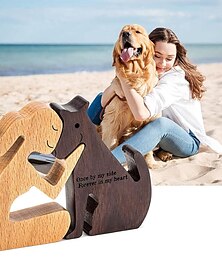 cheap -Pet Dog Memorial Gift Wooden Carving Dog Creative Decoration Wood Carving Ornament Handicraft Nordic Ornament