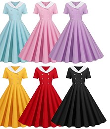 levne -Retro 50. léta Vintage šaty Houpací šaty Flare šaty Maškarní kostým Dámské Karneval Plesová maškaráda Běžné / Denní loučení se svobodou nevěsty Dospělé Šaty Šaty pro návrat domů