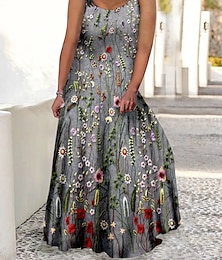 Χαμηλού Κόστους -Γυναικεία Μεγάλα Μεγέθη Καμπύλη Καθημερινό φόρεμα Φόρεμα ριχτό από τη μέση και κάτω Φόρεμα με λεπτή τιράντα Φλοράλ Πεταλούδα Μακρύ φόρεμα Αμάνικο Στάμπα Τιράντες Ρομαντικό Καθημερινά Ροζ Ανοικτό Λευκό