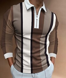 رخيصةأون -رجالي الرمز البريدي بولو قميص بولو فضفاض مناسب للبس اليومي Lapel كم طويل موضة أساسي 平织 ربع الرمز البريدي للربيع والصيف عادي أسود أبيض أصفر أزرق أرجواني برتقالي الرمز البريدي بولو