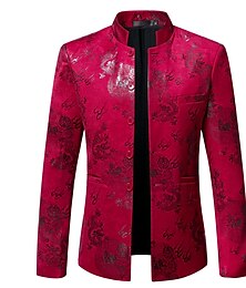 economico -Per uomo Giacca Blazer Informale Stampe Nero Rosso Blu scuro Taglio standard Monopetto - più bottoni