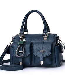 economico -borsa da donna in similpelle blu – elegante borsa a tracolla di grande capienza con tasche per lavoro e viaggio
