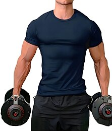 abordables -Hombre Camiseta Tee Color sólido Cuello Barco Deportes Gimnasia Manga Corta Ropa Ropa deportiva Clásico Músculo Esencial