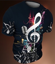 economico -Per uomo maglietta Magliette Pop art Note musicali Girocollo Abbigliamento Stampa 3D Esterno Informale Manica corta Stampa Vintage Di tendenza Originale