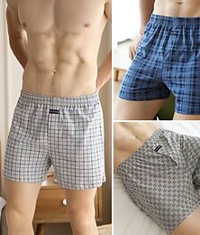 baratos -Homens 3 pacotes Roupa Íntima Boxer cueca boxer americana Algodão Respirável Imprimir Multicolorido Vermelho