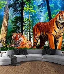 voordelige -bos dieren in het wild tijger opknoping wandtapijt kunst aan de muur groot wandtapijt muurschildering decor foto achtergrond deken gordijn thuis slaapkamer woonkamer decoratie