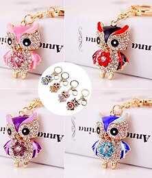 abordables -Joli hibou porte-clés strass cristal porte-clés porte-clés chaîne sac pendentif breloque cadeau