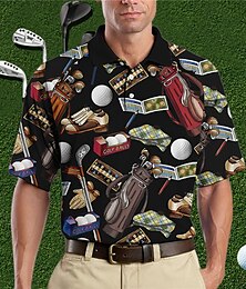cheap -Men's Polo Shirt Lapel Polo Button Up Polos Golf Shirt Graphic Prints Vintage Turndown Red Blue Green Gray Outdoor Street Short Sleeves Print Clothing Apparel Fashion Designer Casual Breathable