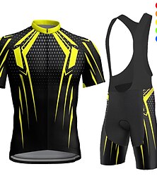 preiswerte -Herren Radtrikot mit Radhose kurz Trägern fahrradbekleidung Kurzarm MTB Mountain Rennrad Gelb Rote Blau Fahhrad Sportkleidung 3D-Pad Atmungsaktiv Schnelltrocknend Tasche auf der Rückseite Polyester