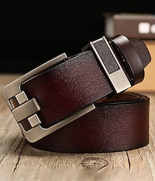 cheap -Men's Dress Belt Leather Belt Ratchet Belt Black Brown Alloy Retro Traditional Plain Daily Wear Going out Weekend