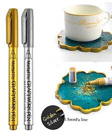 olcso -2db art barkácsolt fém vízálló tartós festék jelölő toll 1,5 mm-es kézműves műgyanta forma toll art festő diákkellékek