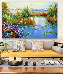 preiswerte -Hang-Ölgemälde Handgemalte Horizontal Landschaft Modern Ohne Innenrahmen (ohne Rahmen)